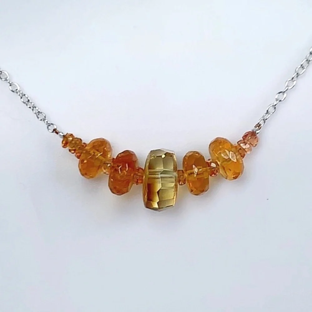 Hand Made Sapphire Citrine Gemstone Necklace